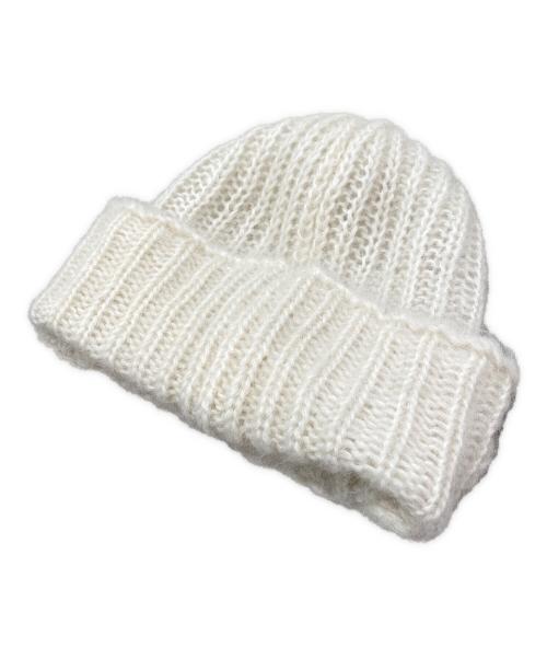 LOEWE（ロエベ）LOEWE (ロエベ) モヘアブレンドニット帽 オフホワイトの古着・服飾アイテム