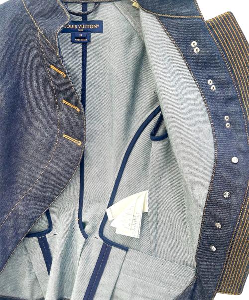 LOUIS VUITTON（ルイ ヴィトン）LOUIS VUITTON (ルイ ヴィトン) Louis Vuitton Wool & Nylon Cardigan in Grey/LVアシンメトリックデニムジャケット サイズ:34の古着・服飾アイテム
