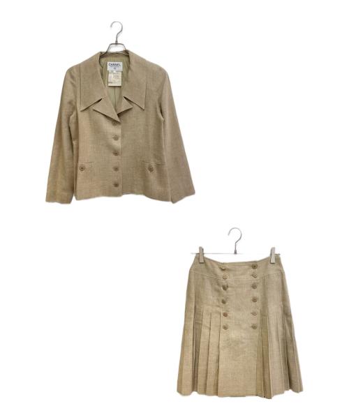 CHANEL（シャネル）CHANEL (シャネル) ココボタンリネンセットアップ ベージュ サイズ:40の古着・服飾アイテム