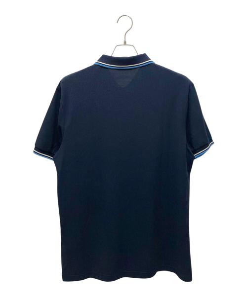 PRADA（プラダ）PRADA (プラダ) ロゴショートスリーブポロシャツ ネイビー×スカイブルー サイズ:XXLの古着・服飾アイテム