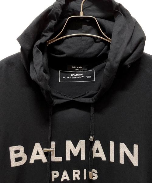 BALMAIN（バルマン）BALMAIN (バルマン) ロゴショートスリーブフーディ ブラック サイズ:Lの古着・服飾アイテム