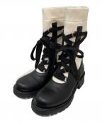 Christian Diorクリスチャン ディオール）の古着「レースアップブーツ」｜ブラック×ホワイト