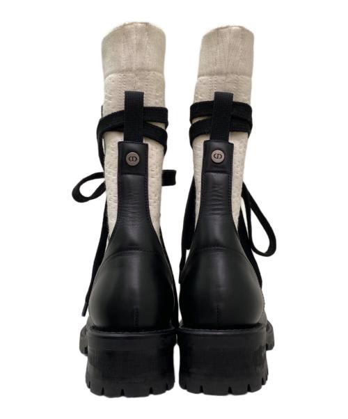 Christian Dior（クリスチャン ディオール）Christian Dior (クリスチャン ディオール) レースアップブーツ ブラック×ホワイト サイズ:35の古着・服飾アイテム
