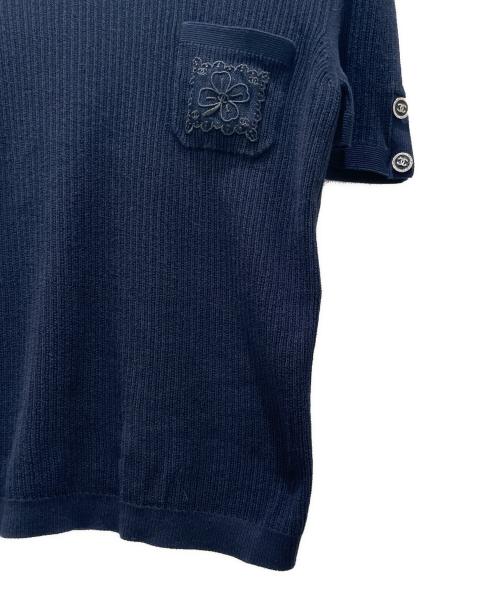 CHANEL（シャネル）CHANEL (シャネル) 半袖ニット ネイビー サイズ:34の古着・服飾アイテム