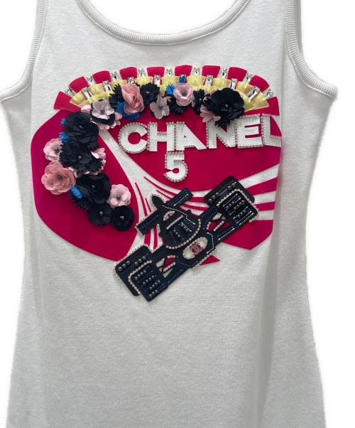 CHANEL（シャネル）CHANEL (シャネル) フォーミュラ1ノースリーブワンピース ホワイト サイズ:36の古着・服飾アイテム