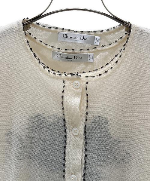 Christian Dior（クリスチャン ディオール）Christian Dior (クリスチャン ディオール) フラワー刺繍アンサンブルカーディガン アイボリー サイズ:34の古着・服飾アイテム