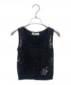 VALENTINOヴァレンティノ）の古着「フラワーレースベスト」｜ブラック