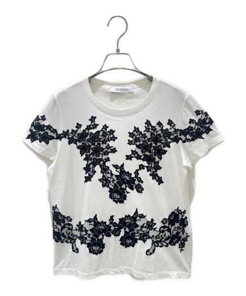 VALENTINO（ヴァレンティノ）VALENTINO (ヴァレンティノ) レースTシャツ ホワイト×ブラック サイズ:XSの古着・服飾アイテム