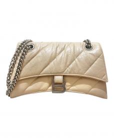 BALENCIAGAバレンシアガ）の古着「クラッシュ チェーンバッグ スモール 」｜ベージュ×シルバー金具