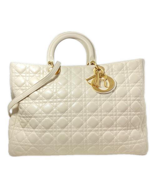 Christian Dior（クリスチャン ディオール）Christian Dior (クリスチャン ディオール) レディディオール ラージ/トートバッグ アイボリー サイズ:Largeの古着・服飾アイテム