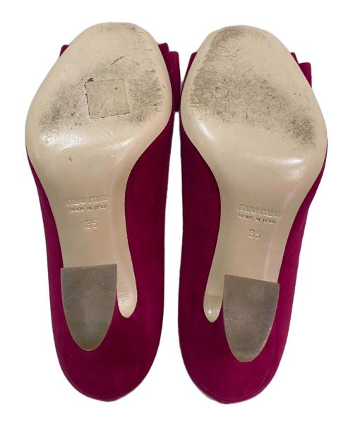 MIU MIU（ミュウミュウ）MIU MIU (ミュウミュウ) スウェードリボンパンプス ピンク サイズ:35の古着・服飾アイテム