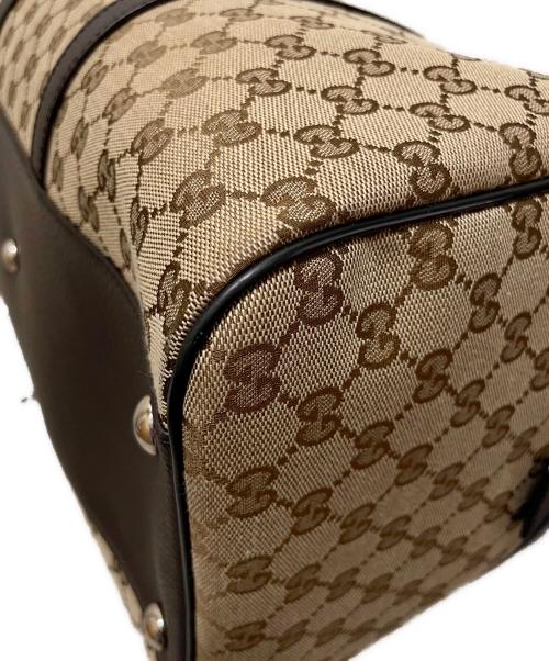 GUCCI（グッチ）GUCCI (グッチ) GGキャンバス ボストンバッグ ベージュ×ブラウンの古着・服飾アイテム