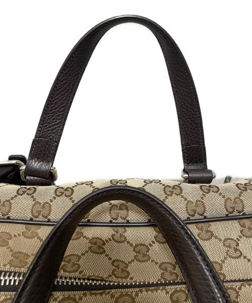 GUCCI（グッチ）GUCCI (グッチ) GGキャンバス ボストンバッグ ベージュ×ブラウンの古着・服飾アイテム
