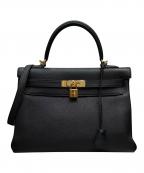 HERMESエルメス）の古着「ケリー32 内縫い/ゴールド金具/トゴ/ブラック/D刻印」｜ノワール×ゴールド金具