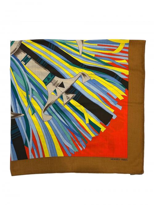 HERMES（エルメス）HERMES (エルメス) カレジェアン140 	CUIRS DU DESERT  ブラウン×マルチカラー サイズ:140の古着・服飾アイテム