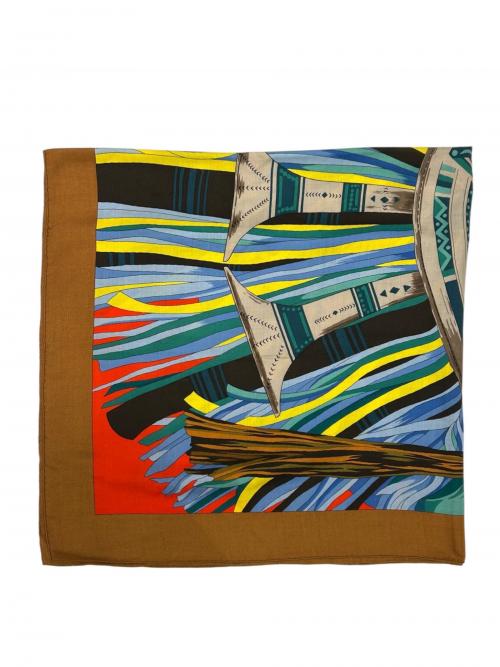 HERMES（エルメス）HERMES (エルメス) カレジェアン140 	CUIRS DU DESERT  ブラウン×マルチカラー サイズ:140の古着・服飾アイテム