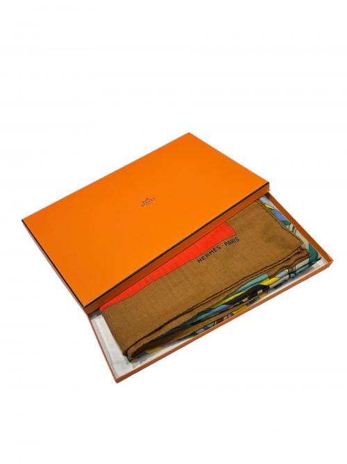 HERMES（エルメス）HERMES (エルメス) カレジェアン140 	CUIRS DU DESERT  ブラウン×マルチカラー サイズ:140の古着・服飾アイテム