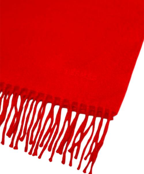 HERMES（エルメス）HERMES (エルメス) カシミヤマフラー レッドの古着・服飾アイテム