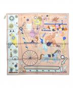 HERMESエルメス）の古着「カレ90 Tea for Two」｜ピンク×ブルー