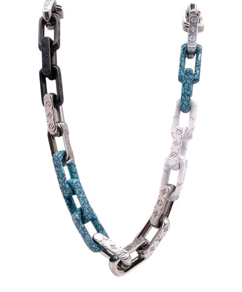 LOUIS VUITTON（ルイ ヴィトン）LOUIS VUITTON (ルイ ヴィトン) モノグラムチェーンストーンネックレス シルバー×ターコイズ サイズ:-の古着・服飾アイテム