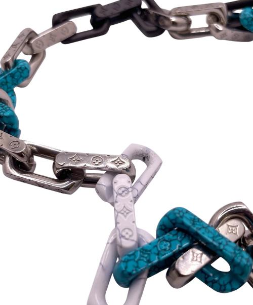 LOUIS VUITTON（ルイ ヴィトン）LOUIS VUITTON (ルイ ヴィトン) モノグラムチェーンストーンネックレス シルバー×ターコイズ サイズ:-の古着・服飾アイテム