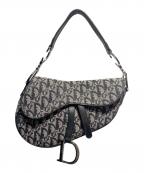 Christian Diorクリスチャン ディオール）の古着「オブリークジャガードサドルバッグ」｜ブラック×ホワイト