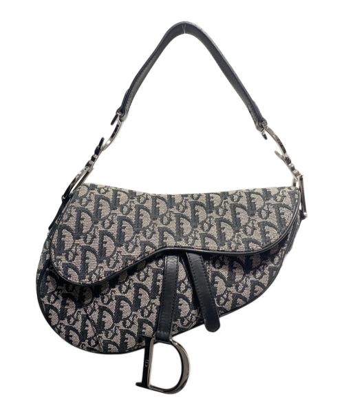 Christian Dior（クリスチャン ディオール）Christian Dior (クリスチャン ディオール) オブリークジャガードサドルバッグ ブラック×ホワイトの古着・服飾アイテム