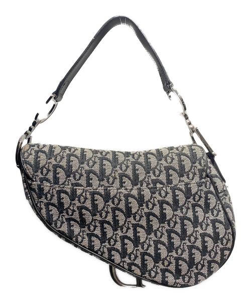 Christian Dior（クリスチャン ディオール）Christian Dior (クリスチャン ディオール) オブリークジャガードサドルバッグ ブラック×ホワイトの古着・服飾アイテム