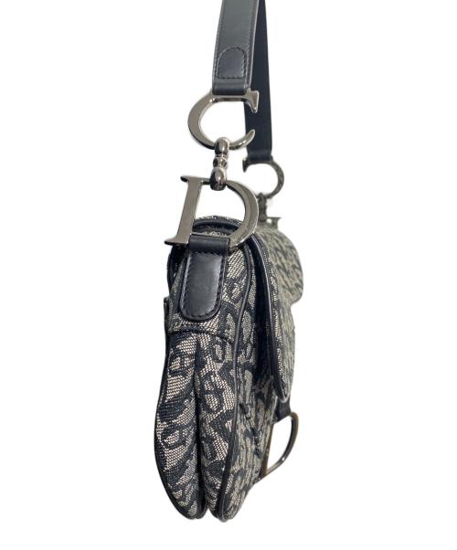 Christian Dior（クリスチャン ディオール）Christian Dior (クリスチャン ディオール) オブリークジャガードサドルバッグ ブラック×ホワイトの古着・服飾アイテム