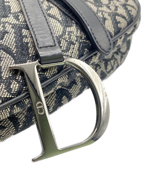 Christian Dior（クリスチャン ディオール）Christian Dior (クリスチャン ディオール) オブリークジャガードサドルバッグ ブラック×ホワイトの古着・服飾アイテム