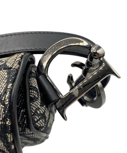 Christian Dior（クリスチャン ディオール）Christian Dior (クリスチャン ディオール) オブリークジャガードサドルバッグ ブラック×ホワイトの古着・服飾アイテム