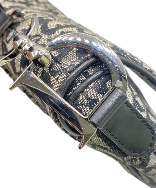 Christian Dior（クリスチャン ディオール）Christian Dior (クリスチャン ディオール) オブリークジャガードサドルバッグ ブラック×ホワイトの古着・服飾アイテム