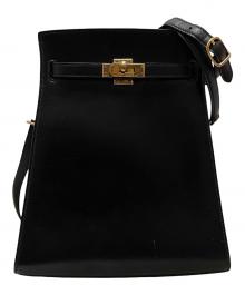 HERMES（エルメス）の古着「ケリースポーツPM/ゴールド金具/ボックスカーフ/ブラック/□R刻印」｜ブラック×ゴールド