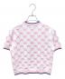 GUCCI (グッチ) GGラウンドネックコットンニット ピンク×ホワイト サイズ:XS：75000円