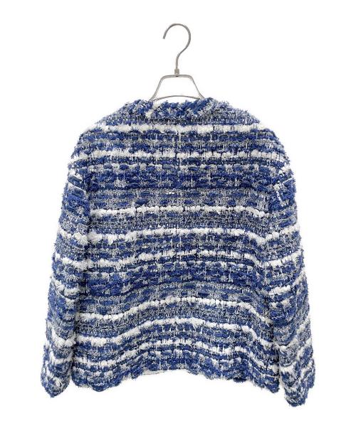 CYCLAS（シクラス）CYCLAS (シクラス) ノーカラーツイードジャケット ブルー×ホワイト サイズ:34の古着・服飾アイテム
