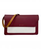 MARNIマルニ）の古着「3 COMP POUCH STRAP WALLET」｜ボルドー×ホワイト