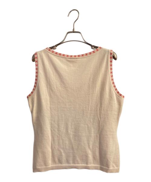 CHANEL（シャネル）CHANEL (シャネル) カシミヤニットベスト ベージュ×レッド サイズ:42の古着・服飾アイテム