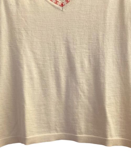 CHANEL（シャネル）CHANEL (シャネル) カシミヤニットベスト ベージュ×レッド サイズ:42の古着・服飾アイテム