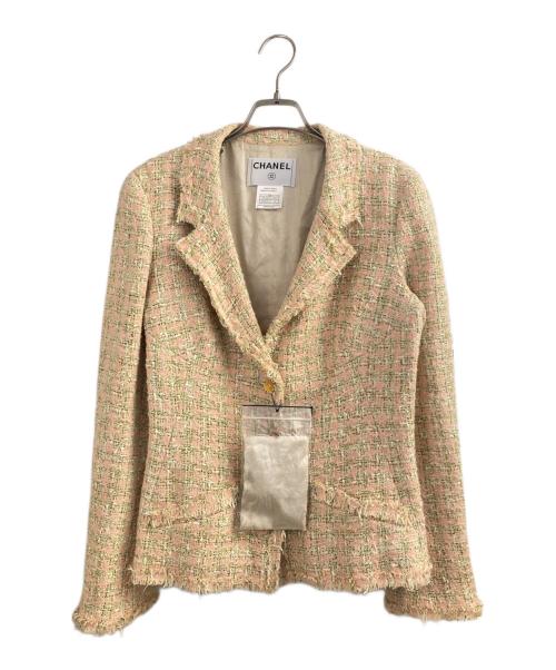 CHANEL（シャネル）CHANEL (シャネル) ツイードジャケット グリーン×ピンク サイズ:42の古着・服飾アイテム