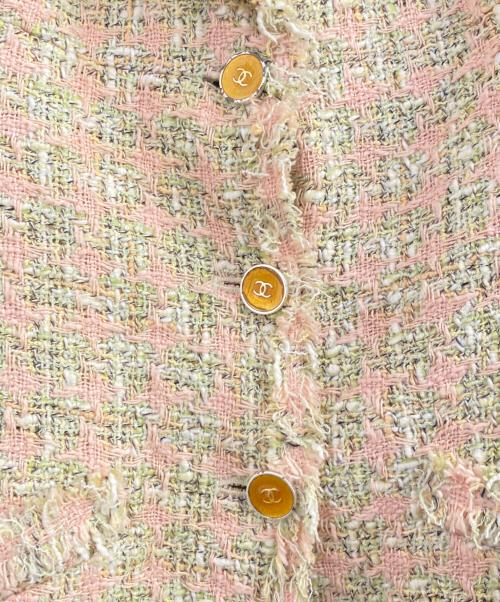 CHANEL（シャネル）CHANEL (シャネル) ツイードジャケット グリーン×ピンク サイズ:42の古着・服飾アイテム