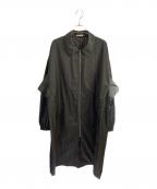 AURALEEオーラリー）の古着「サテンジップアップコート」｜ブラック