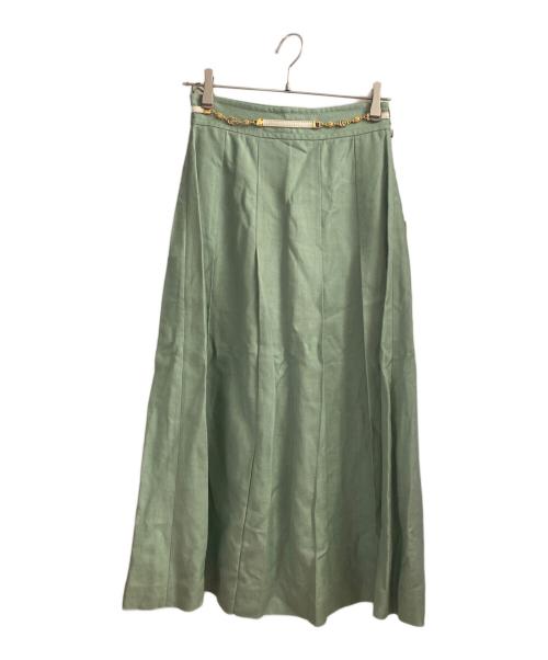 GUCCI（グッチ）GUCCI (グッチ) ダブルGミディアムプリーツスカート グリーン サイズ:38の古着・服飾アイテム
