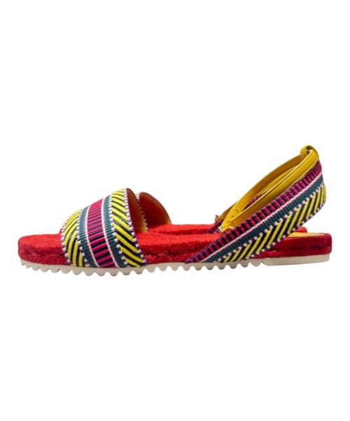 HERMES（エルメス）HERMES (エルメス) サングルカヴァル エスパドリーユ レッド×イエロー サイズ:38の古着・服飾アイテム