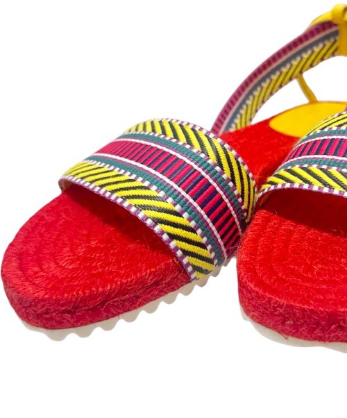 HERMES（エルメス）HERMES (エルメス) サングルカヴァル エスパドリーユ レッド×イエロー サイズ:38の古着・服飾アイテム