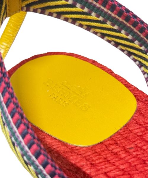 HERMES（エルメス）HERMES (エルメス) サングルカヴァル エスパドリーユ レッド×イエロー サイズ:38の古着・服飾アイテム