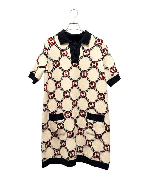GUCCI（グッチ）GUCCI (グッチ) リバーシブルニットワンピース アイボリー×レッド サイズ:Mの古着・服飾アイテム