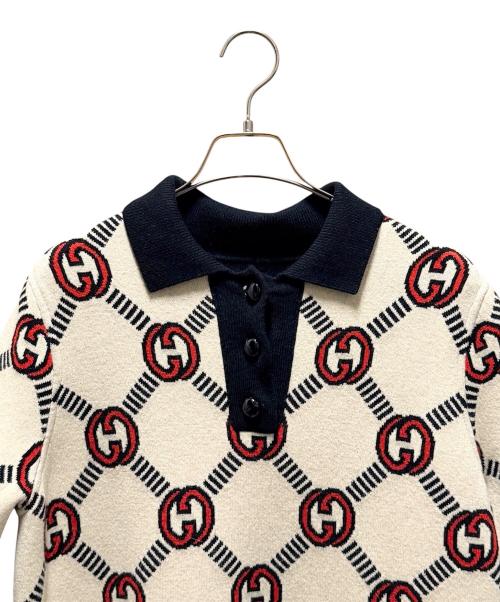 GUCCI（グッチ）GUCCI (グッチ) リバーシブルニットワンピース アイボリー×レッド サイズ:Mの古着・服飾アイテム