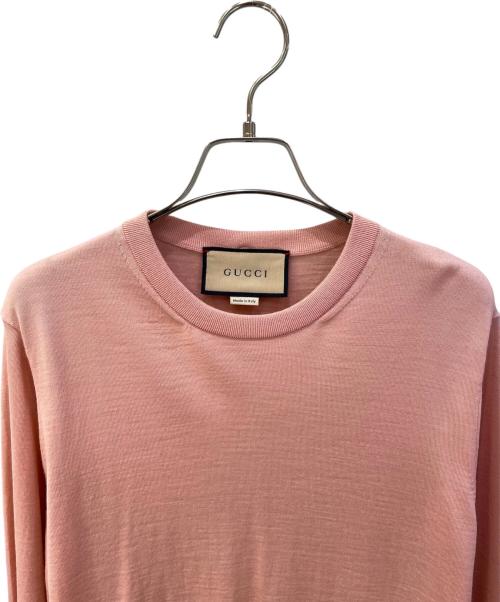 GUCCI（グッチ）GUCCI (グッチ) ワンポイントロゴニット ピンク サイズ:Ｍの古着・服飾アイテム