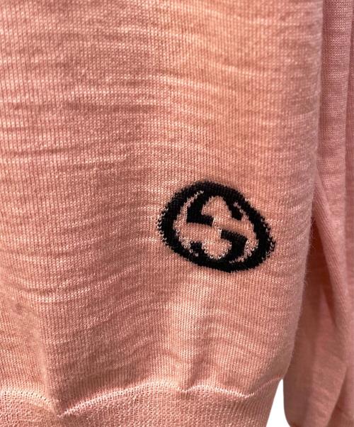 GUCCI（グッチ）GUCCI (グッチ) ワンポイントロゴニット ピンク サイズ:Ｍの古着・服飾アイテム