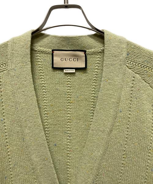 GUCCI（グッチ）GUCCI (グッチ) ベルテッドリブニットカーディガン グリーン サイズ:XLの古着・服飾アイテム